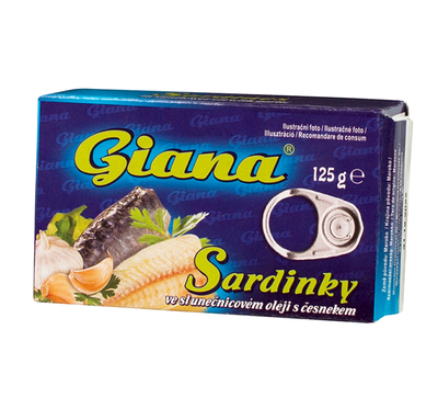 Sardinky ve slunečnicovém oleji s česnekem 125g 